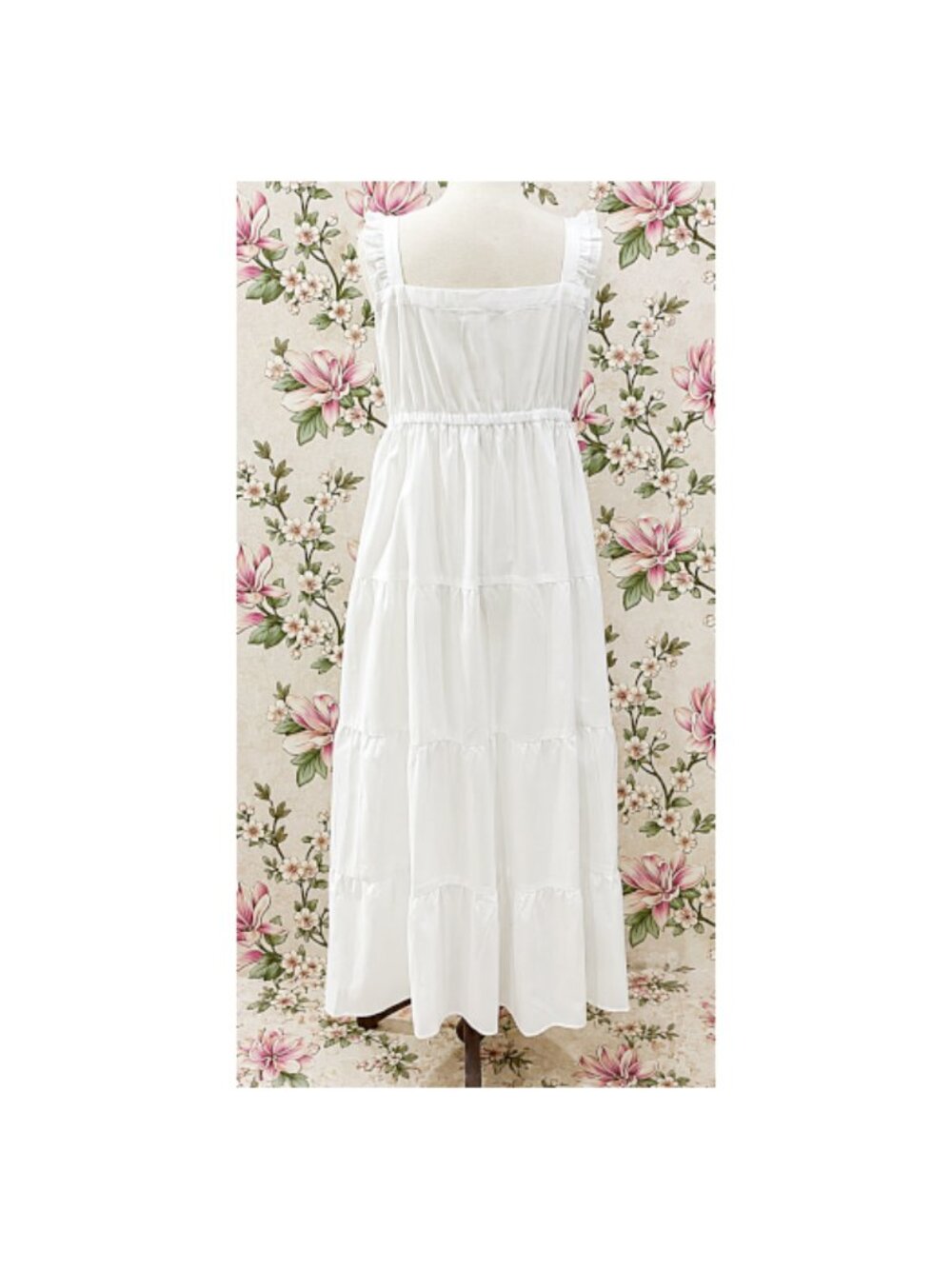 SoieRose White 100% Cotton Prairie Tiered Maxi Dress - SR-1313 - Picture 5 of 7